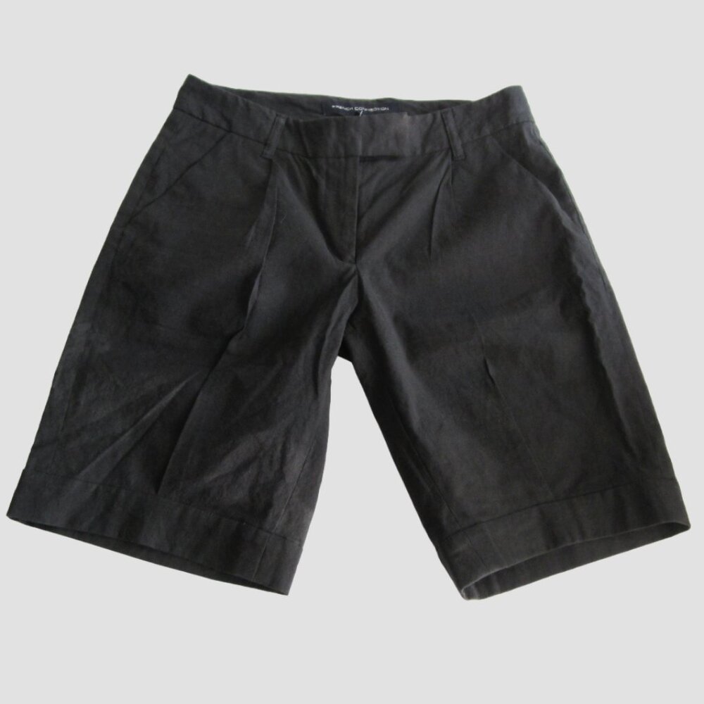 French Connection Bermuda shorts Linen Cotton Blend Black size 2  XS